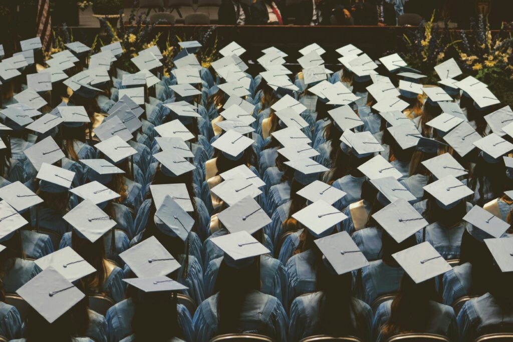 students in mortarboards