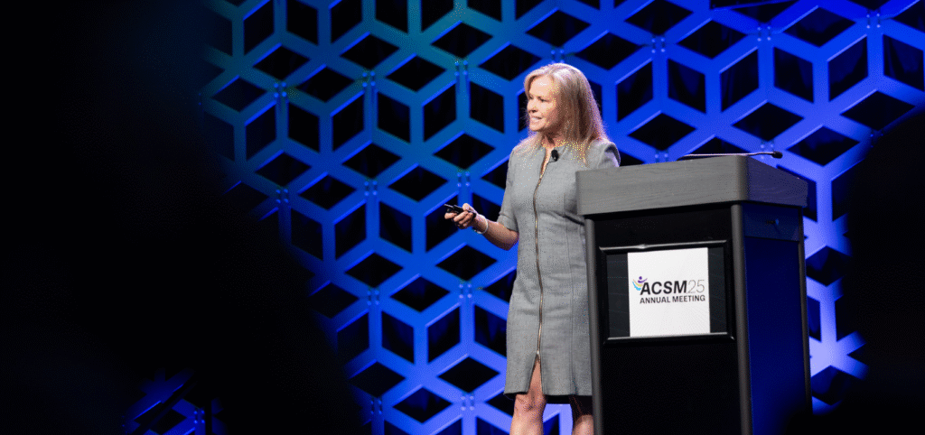 margot mountjoy presenting the wolffe lecture at the 2025 annual meeting