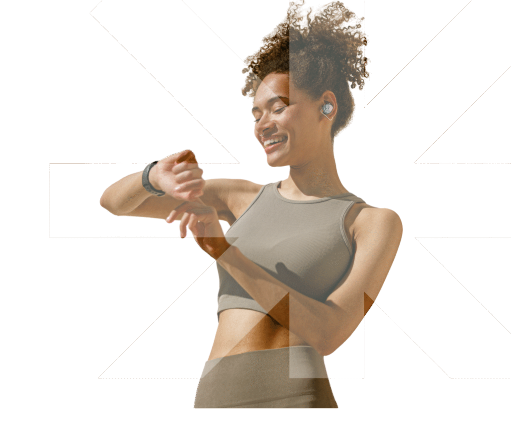 woman checking fitness tracker, fitness trends, wearable technology