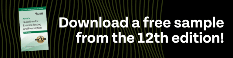 Download a free sample of the 12th edition! With a cover image of ACSM's Guideliunes for Exercise testing and Prescription, 12th edition
