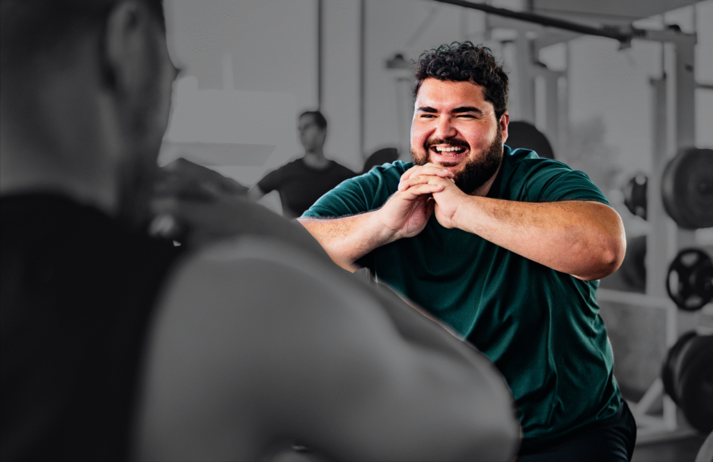 young man air squat spot color