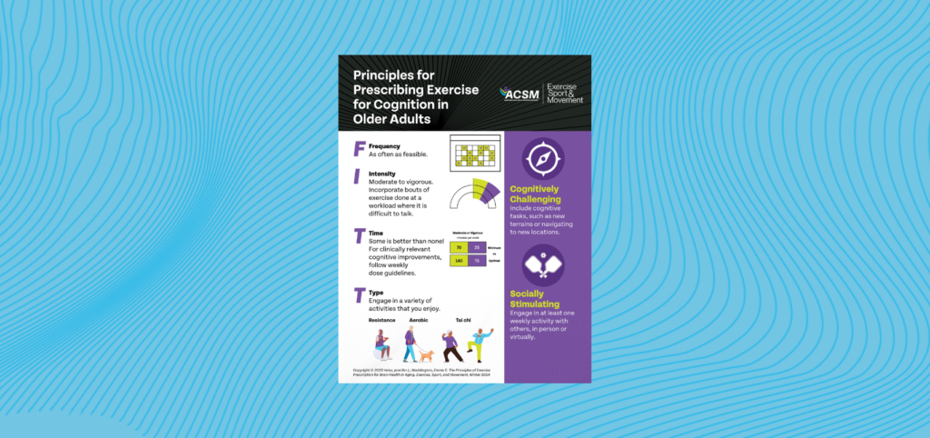 prescribing exercise for cognition in older adults infographic image